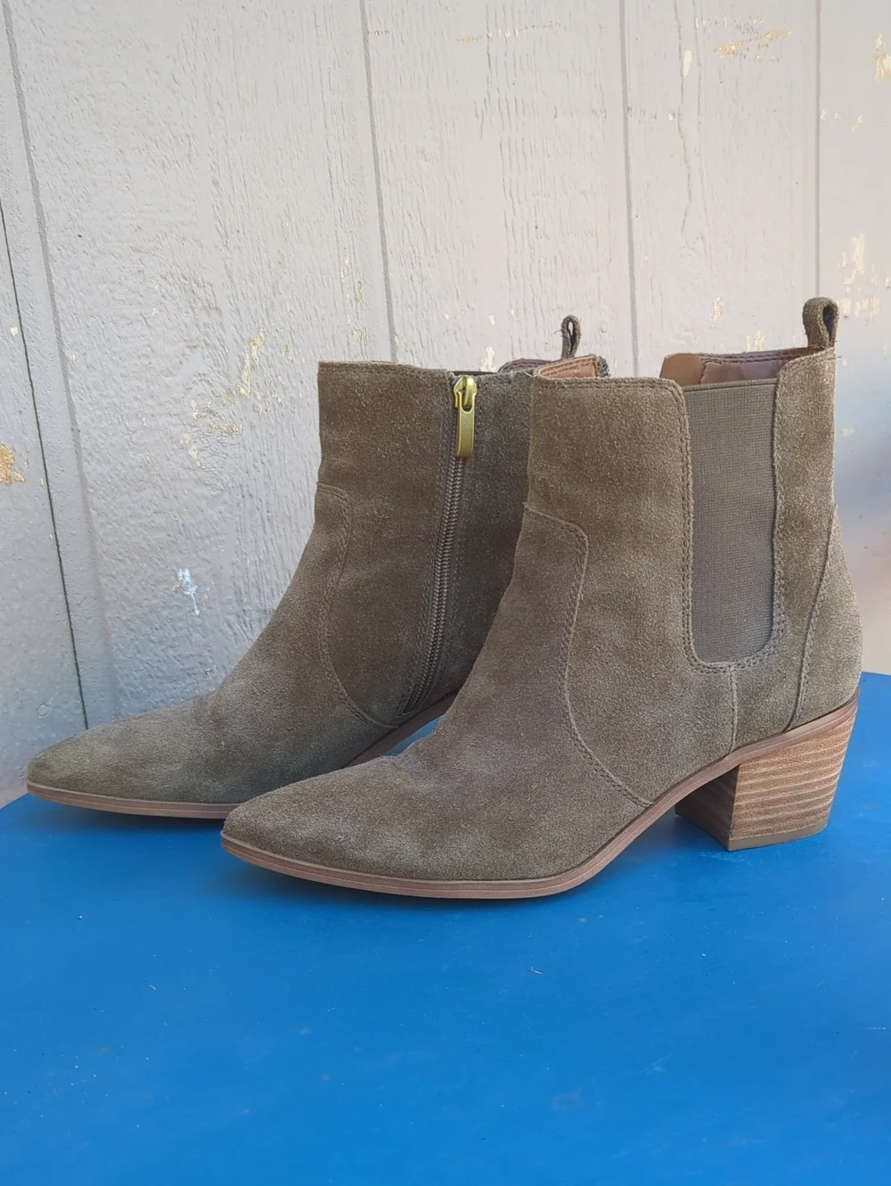 Franco Sarto Olive Suede Ankle Boots